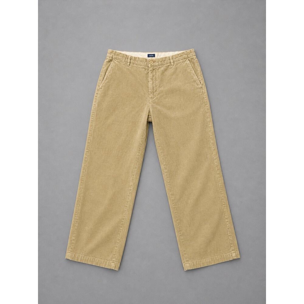 Izod Chino Corduroy Pants Men's 38 x 30 Tan Flat Front